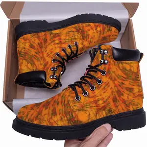 Men Orange Swirls Mid Top Boots