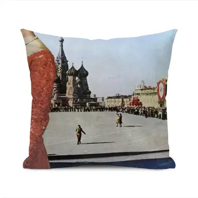 Lady In Red Square Polyester Pillow (Square, Multi-Size)