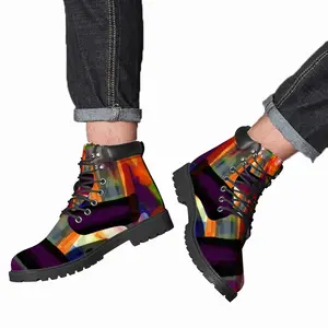 Men Purple Red Mid Top Boots