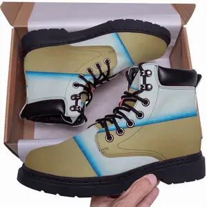 Men Blue Line With Gold Mid Top Boots