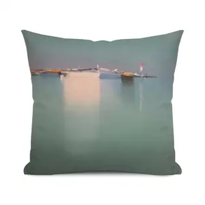 Red Lighthouse With Small Boat Polyester Pillow (Square, Multi-Size)