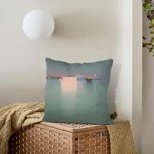 Red Lighthouse With Small Boat Polyester Pillow (Square, Multi-Size)