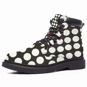 Men White Circles On Black Mid Top Boots