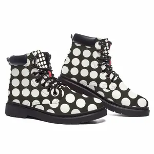 Men White Circles On Black Mid Top Boots