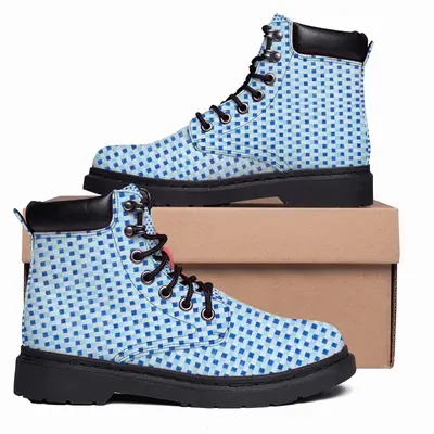 Men Light Blue-Dark Blue Mid Top Boots