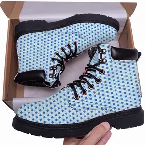 Men Light Blue-Dark Blue Mid Top Boots