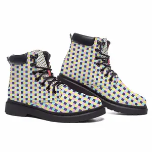 Men Pink-Purple-Yellow-Green Mid Top Boots