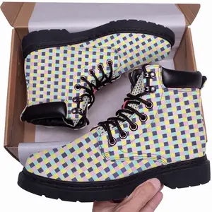 Men Pink-Purple-Yellow-Green Mid Top Boots