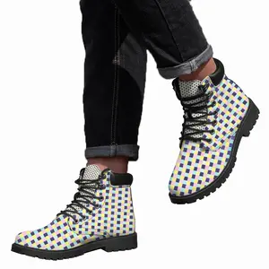 Men Pink-Purple-Yellow-Green Mid Top Boots