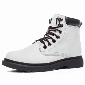 Men White Mid Top Boots