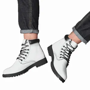 Men White Mid Top Boots