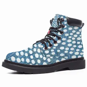 Men White On Blue Mid Top Boots