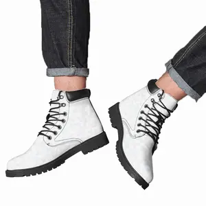 Men White-Soft Colorful Mid Top Boots