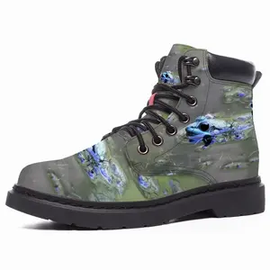 Men Green Frog In Bubbles Mid Top Boots