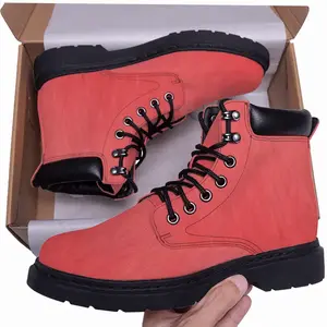 Men Red Mid Top Boots