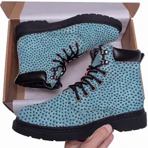 Men Holes Blue Mid Top Boots