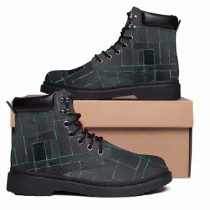 Men Black Green Mid Top Boots