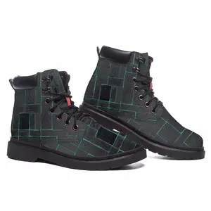 Men Black Green Mid Top Boots