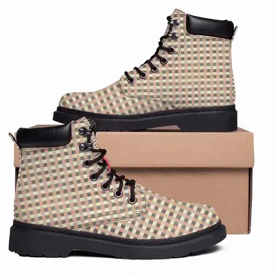 Men Ocher-Gray-Brown Mid Top Boots