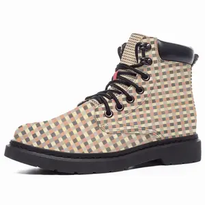 Men Ocher-Gray-Brown Mid Top Boots