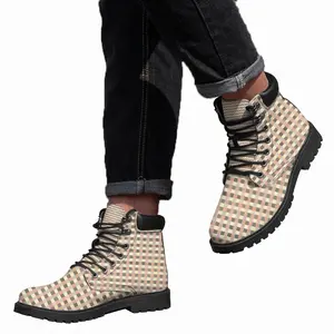 Men Ocher-Gray-Brown Mid Top Boots