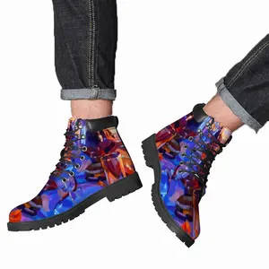 Men Glass Mid Top Boots