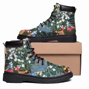 Men Flowers Mid Top Boots