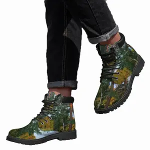 Men Evening In A Pine Forest Mid Top Boots