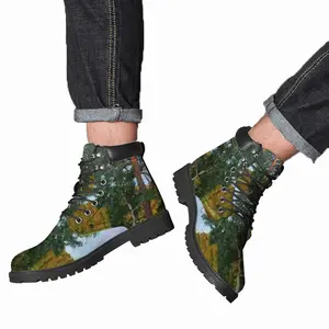 Men Evening In A Pine Forest Mid Top Boots