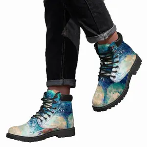 Men Blue Mid Top Boots