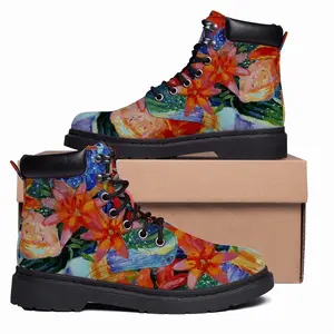 Men Summer Flowers Lilies Mid Top Boots