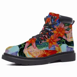 Men Summer Flowers Lilies Mid Top Boots