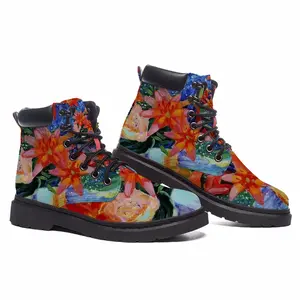 Men Summer Flowers Lilies Mid Top Boots