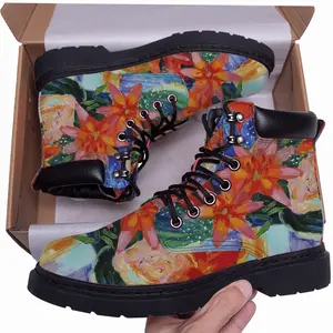 Men Summer Flowers Lilies Mid Top Boots