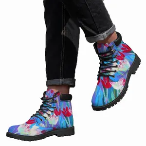 Men Harmony Of Pink And Blue Mid Top Boots