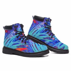 Men Red Flower Mid Top Boots