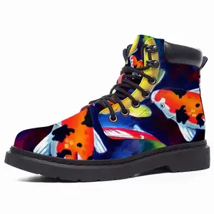 Men Koi Fish In The Pond Mid Top Boots