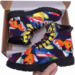 Men Koi Fish In The Pond Mid Top Boots