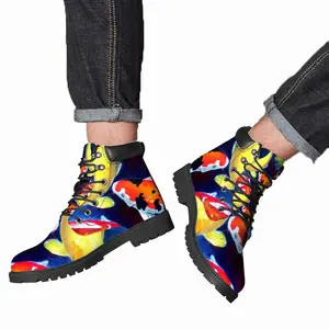 Men Koi Fish In The Pond Mid Top Boots