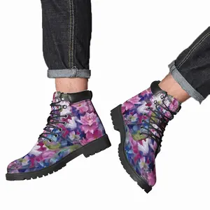 Men Summer Flowers Mid Top Boots