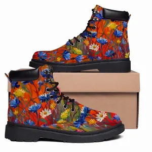 Men Cornflowers In The Meadow 20X16 Hand Painted Mid Top Boots