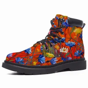 Men Cornflowers In The Meadow 20X16 Hand Painted Mid Top Boots