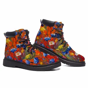 Men Cornflowers In The Meadow 20X16 Hand Painted Mid Top Boots