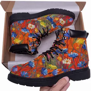 Men Cornflowers In The Meadow 20X16 Hand Painted Mid Top Boots