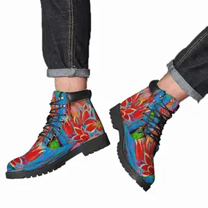 Men Girl With Tulips Mid Top Boots