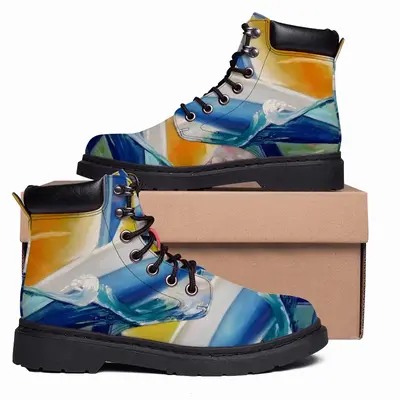 Men Sailboat Breaking The Wave Mid Top Boots