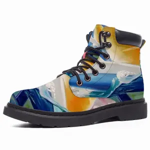 Men Sailboat Breaking The Wave Mid Top Boots