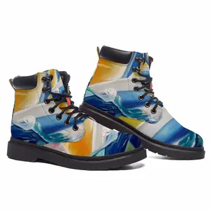 Men Sailboat Breaking The Wave Mid Top Boots