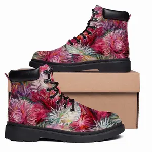 Men Fall Flowers Bouquet Mid Top Boots