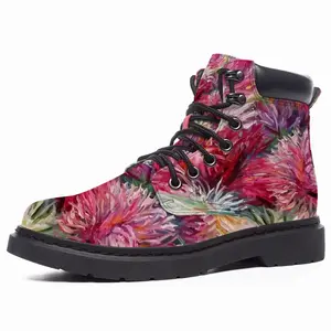 Men Fall Flowers Bouquet Mid Top Boots